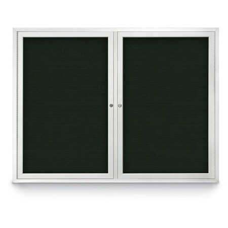 United Visual Products 48"x36" 2-Door Enclosed Outdoor Letterboard, Green Felt/Satin UV1161D-SATIN-GREEN